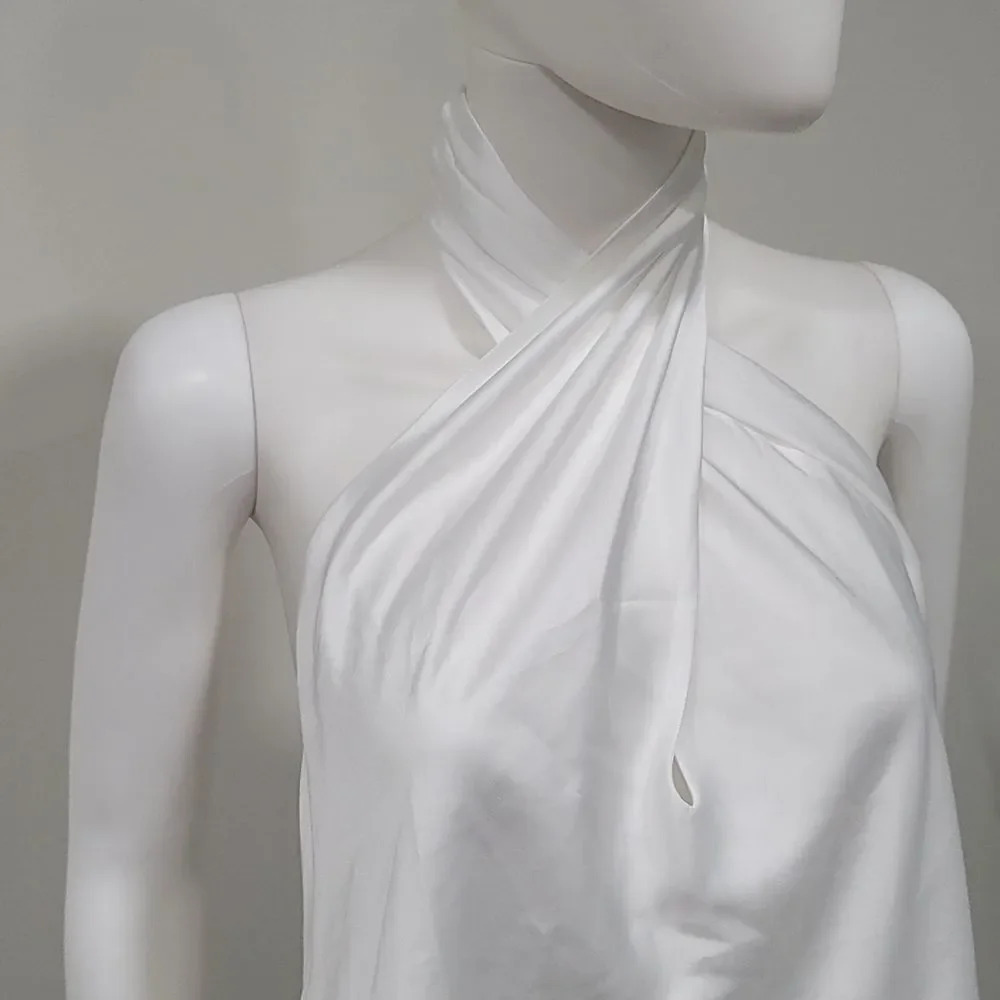 NWOT SHOW ME Your MuMu Jasmine Halter Mini Dress in Ivory Luxe Satin Sz XL - Picture 5 of 11